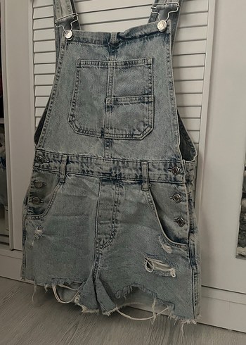 Stradivarius Kadın Denim Şort Tulum - Görsel 2