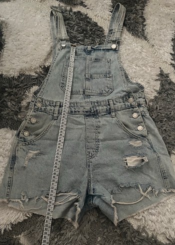 Stradivarius Kadın Denim Şort Tulum - Görsel 10