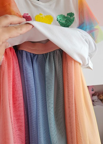 Kız Çocuk Çok Renkli  Elbise - Görsel 3