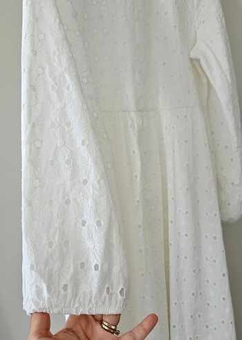 Beyaz Uzun fisto Elbise - Görsel 5