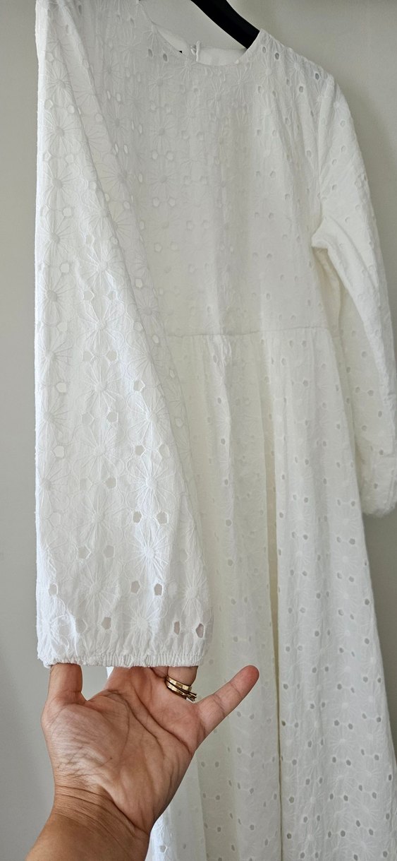 Beyaz Uzun fisto Elbise - Görsel 5