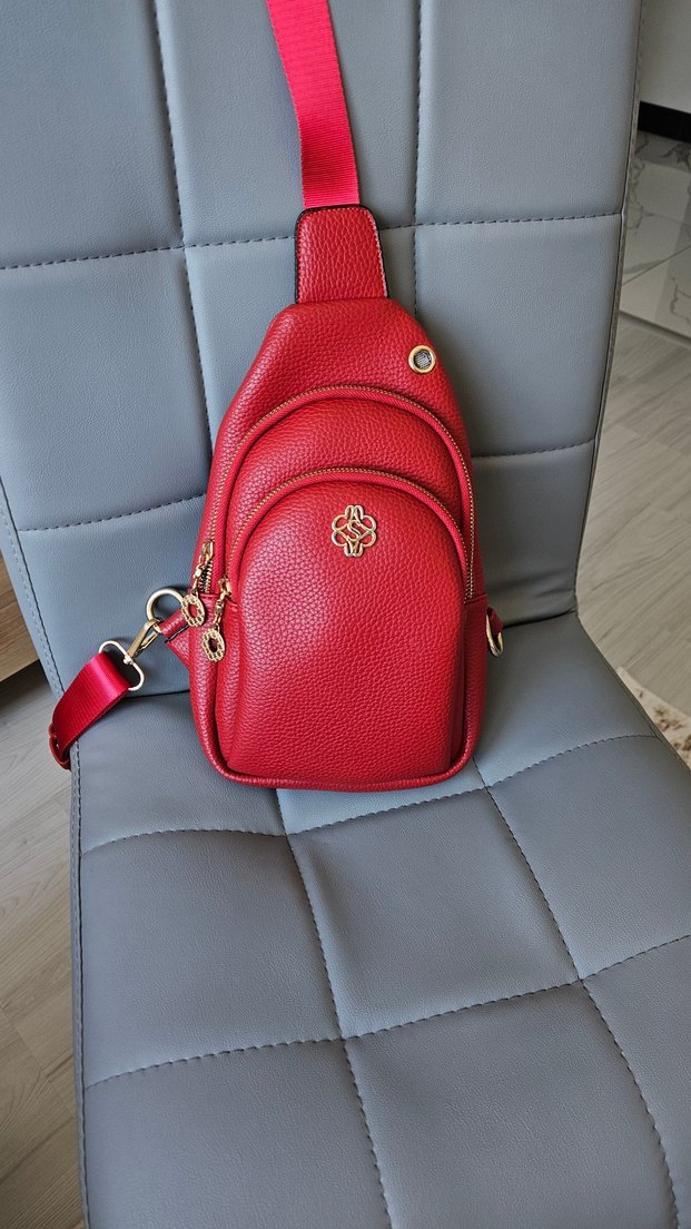 Kırmızı Deri Kadın Çapraz Çanta - Görsel 2