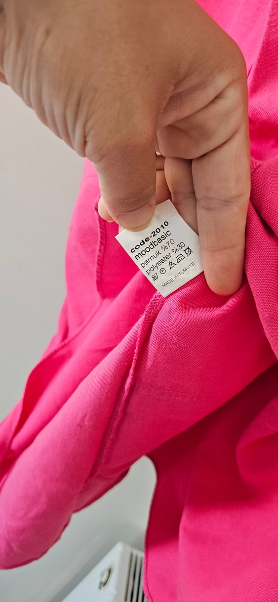 Düğmeli Uzun Kollu Pembe Keten karışımlı Tunik - Görsel 3