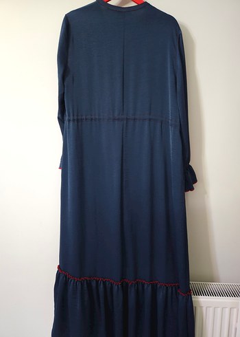 Düğmeli Lacivert Uzun Bohem Elbise - Görsel 6