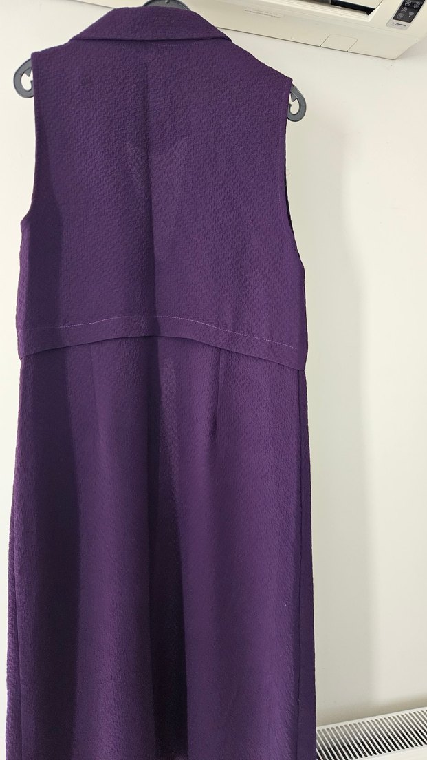 Uzun Mor Kadın Yelek Fermuarlı - Görsel 3