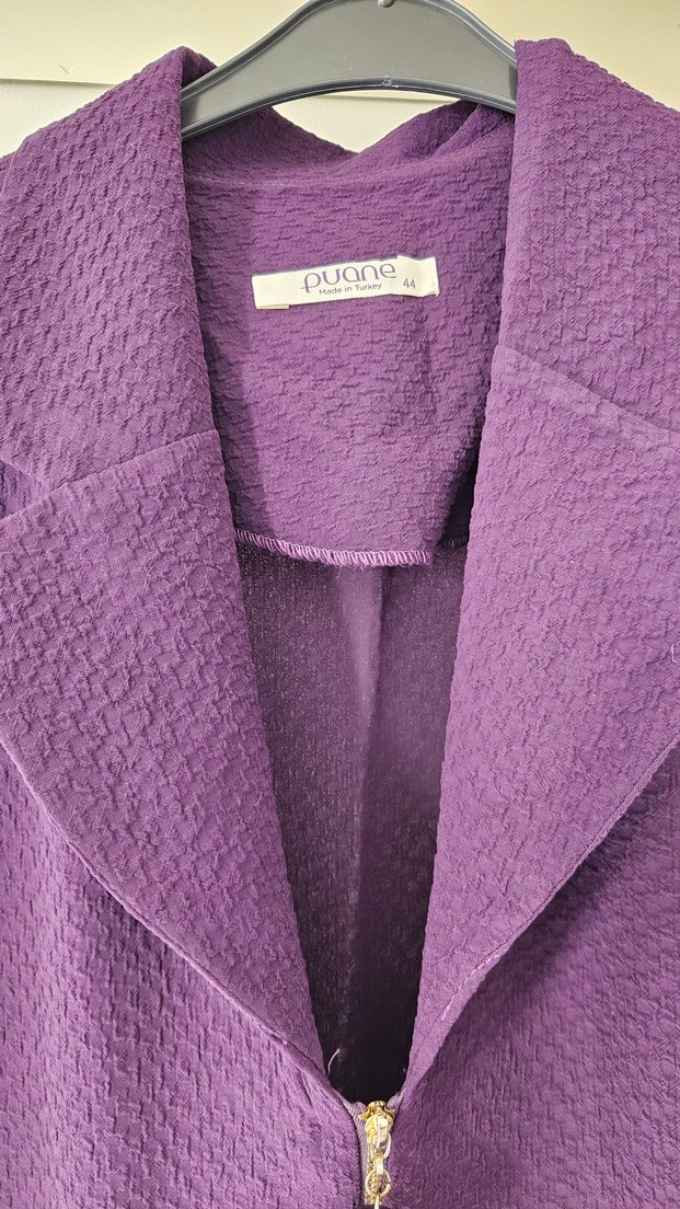 Uzun Mor Kadın Yelek Fermuarlı - Görsel 2