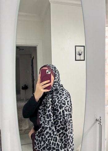 Leopar desenli pamuk şal