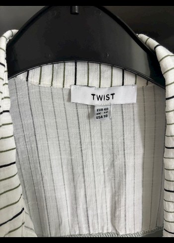 l Beden beyaz Renk Twist Kadın Çizgili Kısa Gömlek