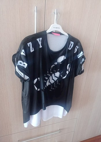 Kısa Kollu, Fermuarlı Siyah Gotik Hamile Tişörtü - Görsel 2