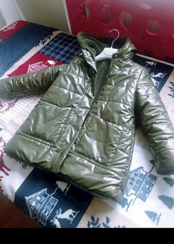 Parlak Haki içi Kürklü Mont - Görsel 2