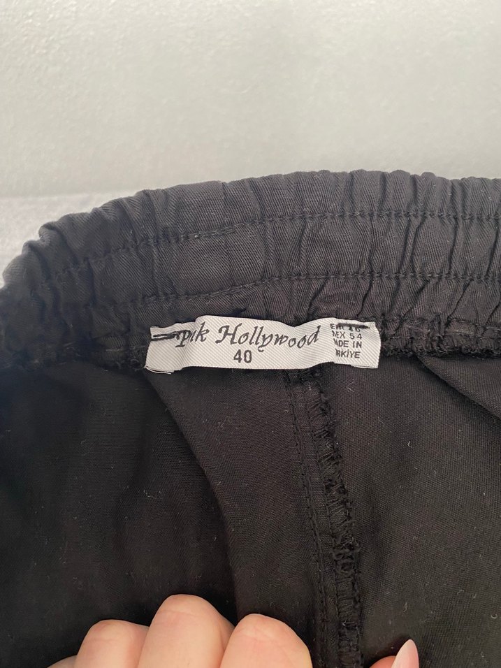 Siyah Rahat Kesim Keten Kadın Pantolon - Görsel 3