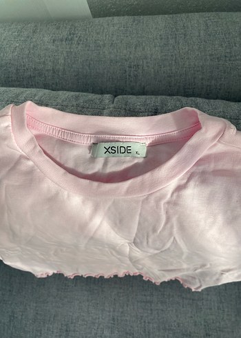 Pembe Kısa Kollu Fırfırlı Kadın Tişört - Görsel 3