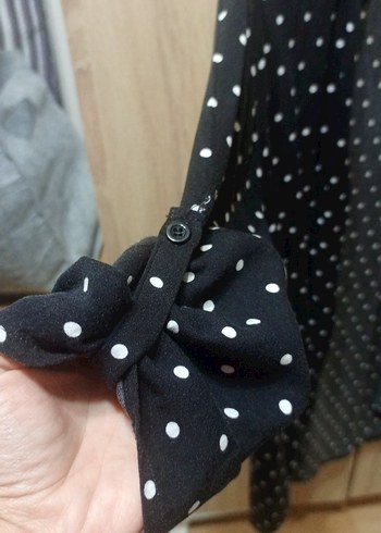 Siyah Puantiyeli Uzun Kollu Gömlek - Görsel 5