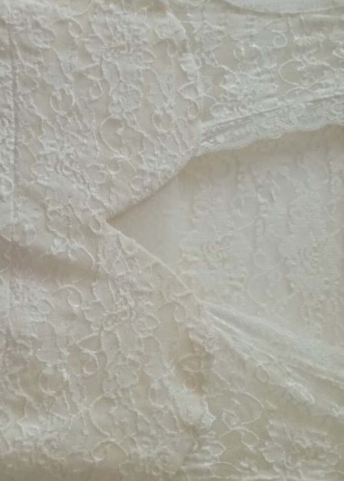 Dantelli krem elbise - Görsel 3