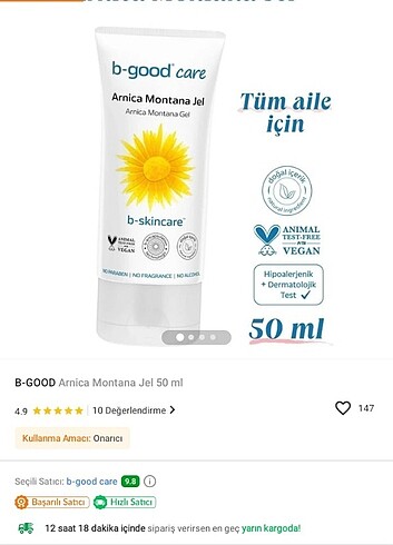 Beden Renk b-good arnica Montana jel