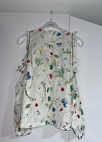 Beymen Çiçek Desenli Kolsuz ku çiçek bluz - Görsel 7