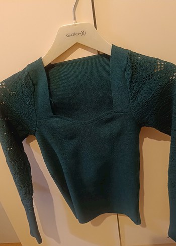 Kadın Koyu Yeşil Triko Uzun Kollu Kazak - Görsel 4