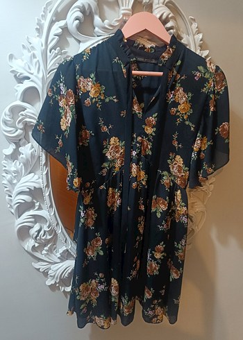 Çiçek Desenli Bohem Rahat Midi Elbise - Görsel 2