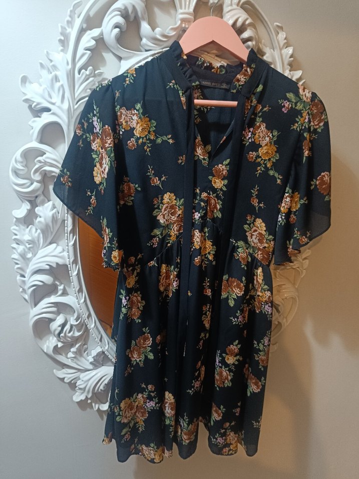 Çiçek Desenli Bohem Rahat Midi Elbise - Görsel 2