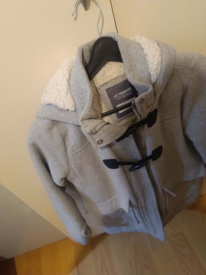 kız Çocuk Gri Düğmeli Street Wear Mont - Görsel 3