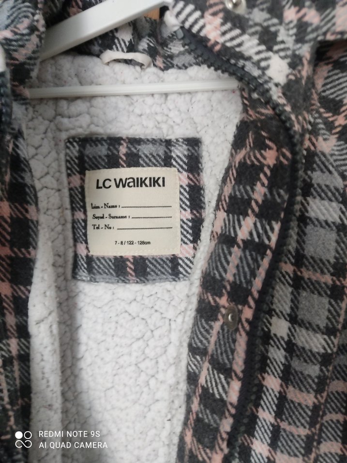 Gri Ekose Desenli çocuk mont - Görsel 2