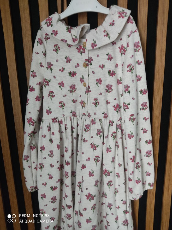 Çiçekli Uzun Kollu Bohem Kız Elbisesi - Görsel 2