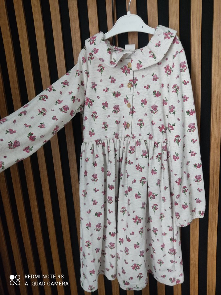 Çiçekli Uzun Kollu Bohem Kız Elbisesi - Görsel 3