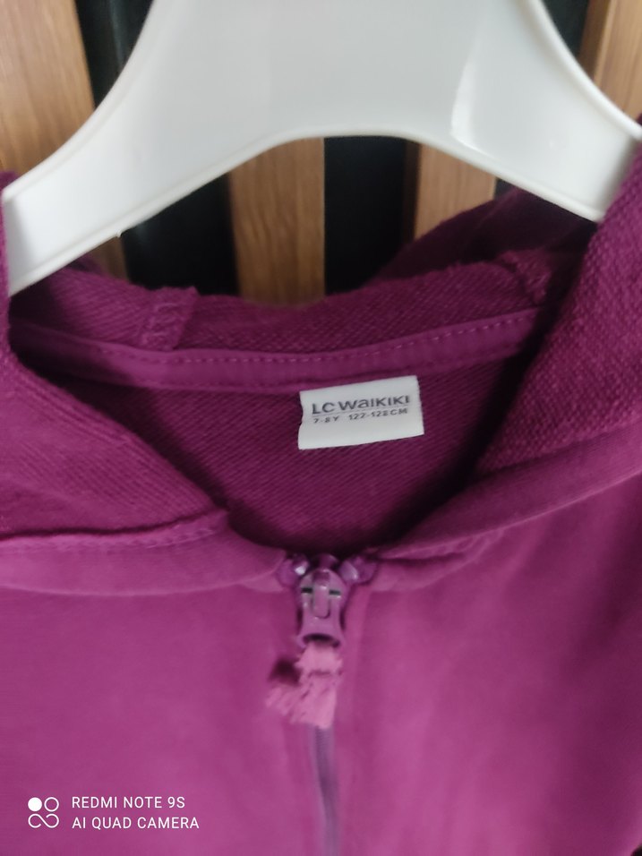 Mor Kapüşonlu Fermuarlı Kız Sweatshirt - Görsel 3