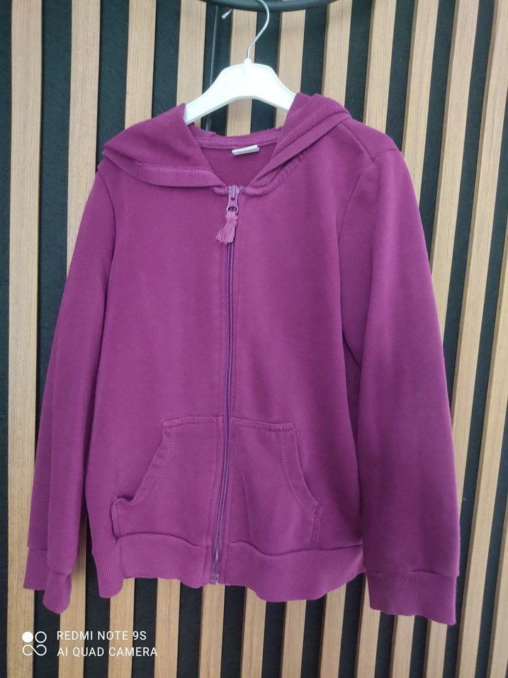 Mor Kapüşonlu Fermuarlı Kız Sweatshirt - Görsel 2