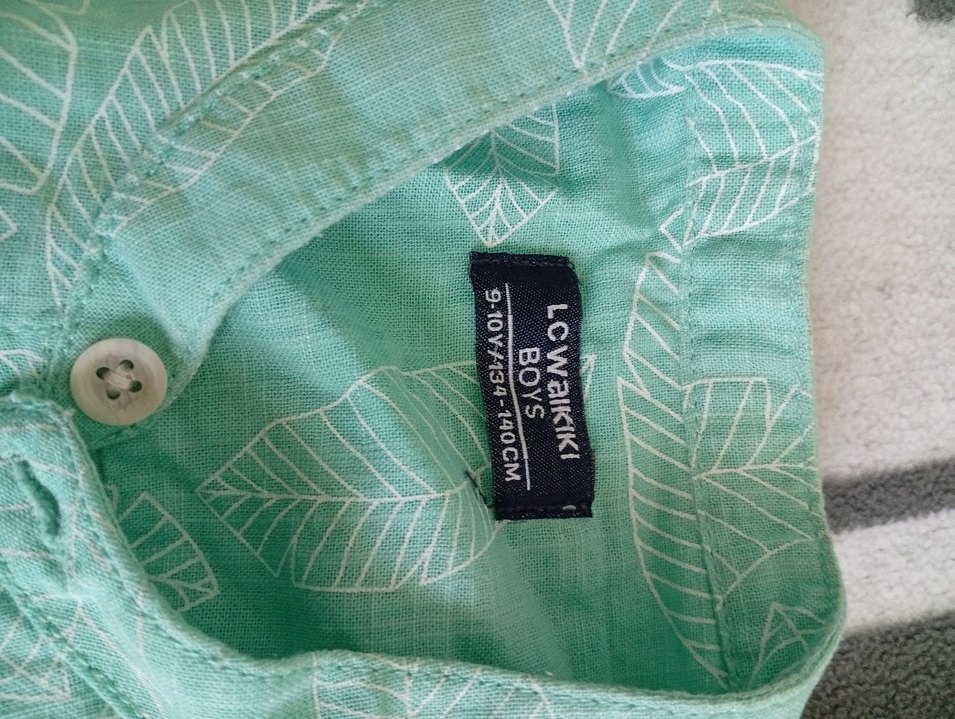 Düğmeli Turkuaz erkek çocuk Kısa Kollu Gömlek - Görsel 2