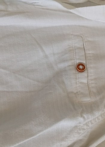 Beyaz Keten Düğmeli Erkek çocuk Gömlek - Görsel 2