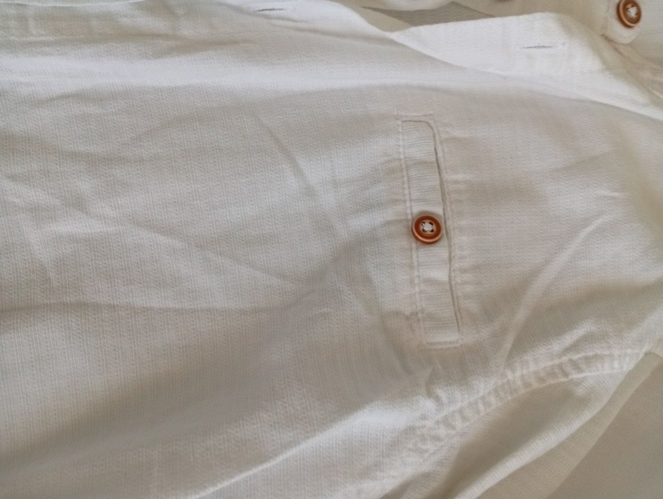 Beyaz Keten Düğmeli Erkek çocuk Gömlek - Görsel 2