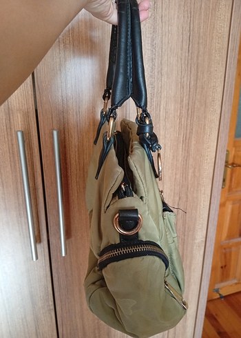 Parlak Khaki Deri Kadın Omuz Çantası - Görsel 3