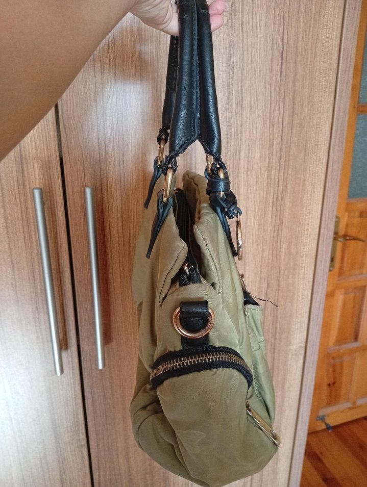 Parlak Khaki Deri Kadın Omuz Çantası - Görsel 3