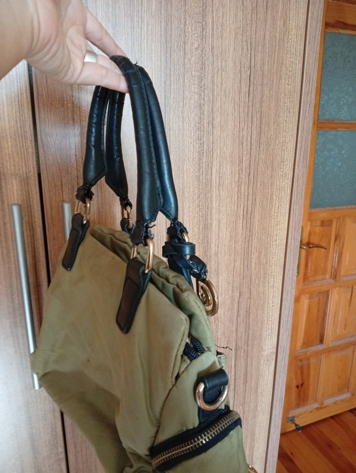 Parlak Khaki Deri Kadın Omuz Çantası - Görsel 4