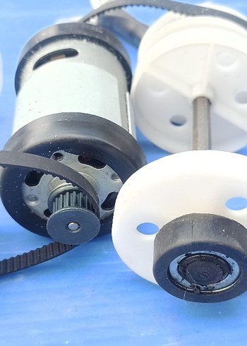 24  Volt Dc Motor Kasnak Mekanizması ( Çift milli Set) - Görsel 4