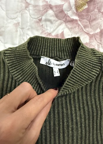 Kadın Haki Triko Boğazlı Kazak - Görsel 3