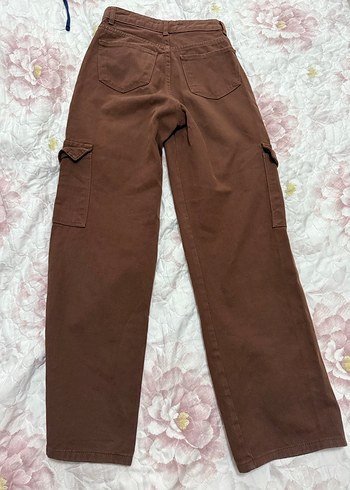 Kadın Kahverengi Bol Kesim Midi Kot Pantolon - Görsel 2