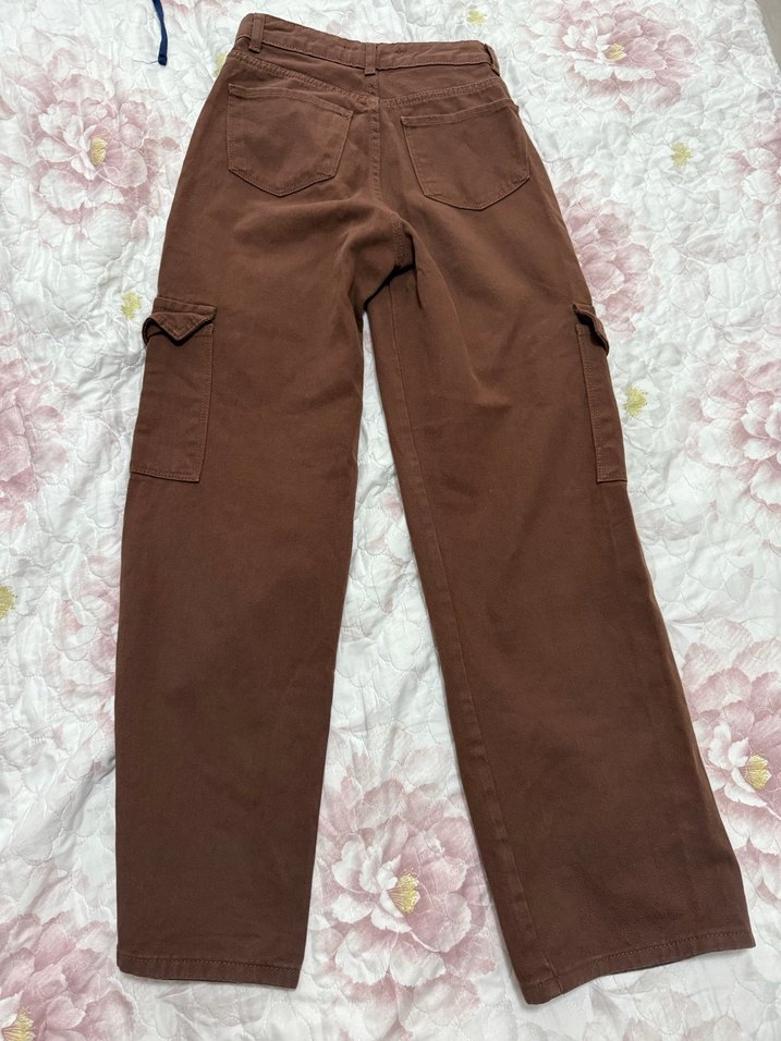 Kadın Kahverengi Bol Kesim Midi Kot Pantolon - Görsel 2