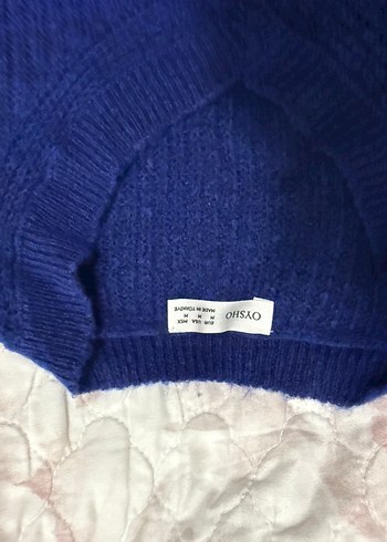 Mavi V Yakalı Kadın Triko Kazak - Görsel 3