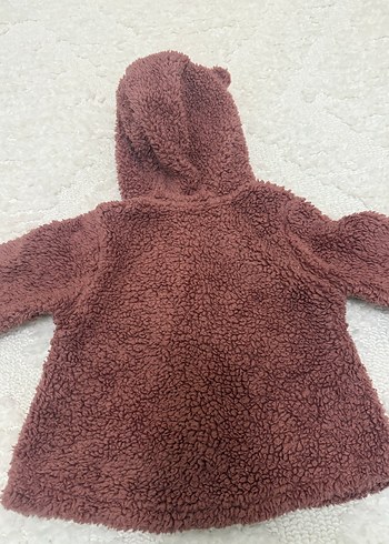 Kapüşonlu Kız Çocuk Peluş Ceket - Görsel 4