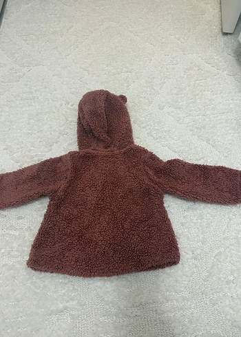Kapüşonlu Kız Çocuk Peluş Ceket - Görsel 3