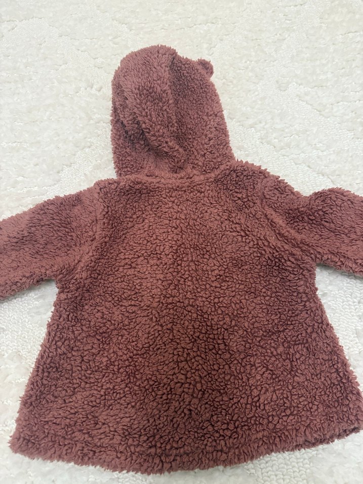 Kapüşonlu Kız Çocuk Peluş Ceket - Görsel 4