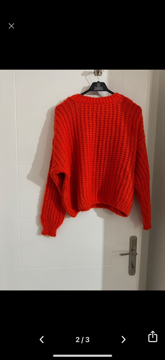 Kırmızı Örgü Kadın Kazak - Görsel 2