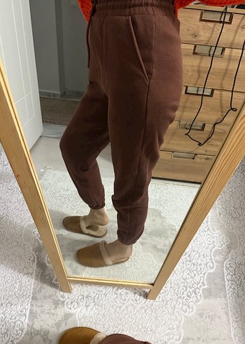 Kadın Kahverengi Süet Rahat Kesim Eşofman - Görsel 2