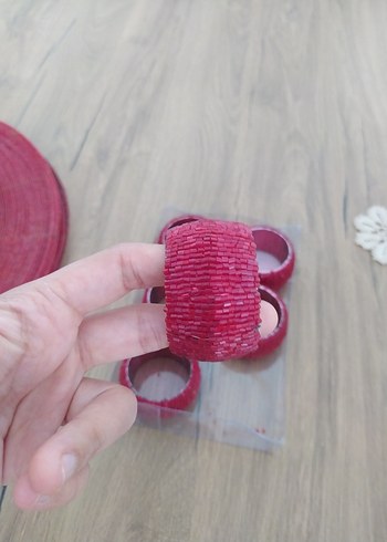 Beden Kırmızı Renkli 6'lı Peçete Halkası