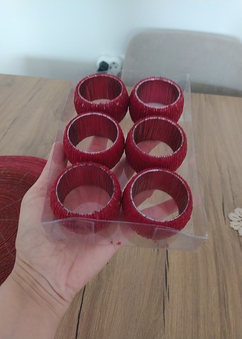 Kırmızı Renkli 6'lı Peçete Halkası