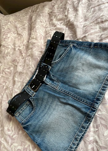 Kadın Mavi Mini Denim Etek