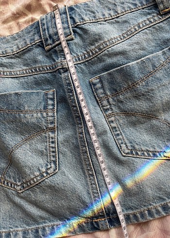 32 Beden mavi Renk Kadın Mavi Mini Denim Etek