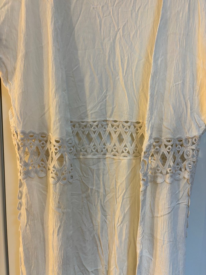 Uzun Beyaz Bohem Kolsuz Kadın pareo - Görsel 2